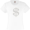 DOLLAR SIGN RHINESTONE EMBELLISHED T-SHIRT ELEGANT GIFT FOR GIRLS