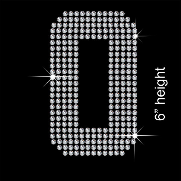 Number 0 Hotfix Rhinestone Transfer Diamante Motif, Iron-on Applique